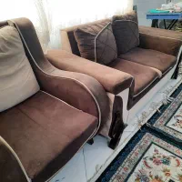 مبلمان هفت نفره راحتی قهوه ای بدون پارگی و شکستگی|مبلمان خانگی و میز عسلی|علی‌آباد کتول, |دیوار