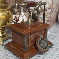 تلفن چوبی قدیمی سالم|تلفن رومیزی|مشکیندشت, |دیوار