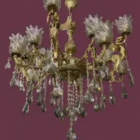 لوستر فرشته ترکیبی ۱۰ شاخه ۱۵ شعله برنجی با ضمانت