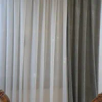 پرده حریر اسکاجی با کنار پرده نو هنوز شسته نشده|پرده، رانر، رومیزی|اصفهان, شاه پسند|دیوار