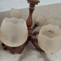 لوستر چوبی شش شاخه|لوستر و چراغ آویز|نوشهر, |دیوار