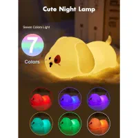 چراغ خواب سیلیکونی سگ خوابیده هفت رنگ ریموت دار