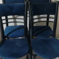 صندلی فرفوزه فلزی مشکی روکش مخمل نو سرمه ای|میز و صندلی غذاخوری|کرج, حسن آباد|دیوار