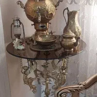 میز فرشته برنز و سماور طلایی گازی
