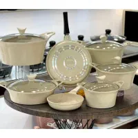 ست قابلمه و ماهیتابه سفید کرمی