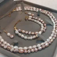 گردنبند مروارید طبیعی دریاکمیاب رنگ یاسی هدیه کادو|جواهرات|تهران, دبستان|دیوار
