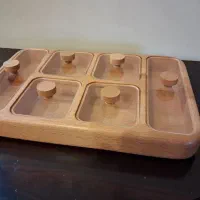 ظرف چوبی ۶ قسمته در دار ، ظرف چوبی شش در دار