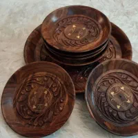 ست بشقاب های هندی چوبی|صنایع دستی و سایر لوازم تزئینی|فردیس, فردیس|دیوار