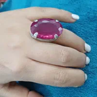انگشتری یاقوت قرمز کهنه وکمیاب با رکاب نقره قجری