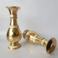 گلدان برنزی صدفکاری ۱۵ سانتی