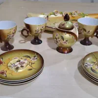 سرویس چای خوری سرامیک طلایی نگین کاری و گل برجسته|ظروف سرو و پذیرایی|اهواز, گلستان|دیوار