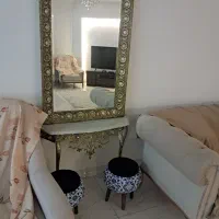 اینه و شمعدان برنجه همراه با بوفه برنج|بوفه، ویترین، کنسول|بانه, |دیوار