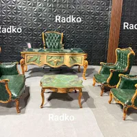 مبلمان اداری نیم ست کلاسیک/ کویین طنابی/پوست ماری