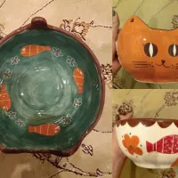 کاسه سفالی گربه ای دست ساز