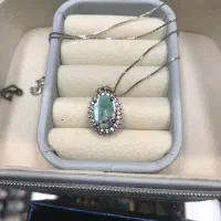 گردنبند نقره ایتالیا نگین فیروزه سبز