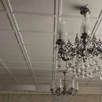 دو عدد لوستر برنز نقره ای با کریستال های خارجی