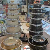 سرویس اسیتیل کرکماز 2لایه، قابلمه تابه بزرگ استیل|ظروف پختوپز|یزد, |دیوار