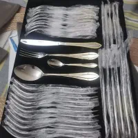 سرویس 108 پارچه قاشق چنگال روکش طلای ناب استیل