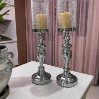 یک جفت شمعدان استیل بلند|صنایع دستی و سایر لوازم تزئینی|رباط‌کریم, رباط‌کریم|دیوار