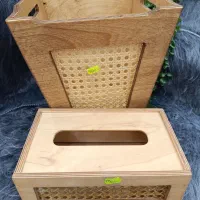 ست جادستمال و سطل چوبی حصیری مدرن|صنایع دستی و سایر لوازم تزئینی|سیرجان, |دیوار