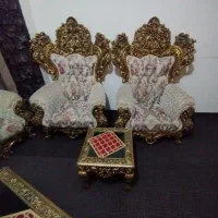مبلمان سلطنتی شیک همراه با سه عدد جلو مبلی|مبلمان خانگی و میز عسلی|قرچک, میرزائی جنوبی|دیوار
