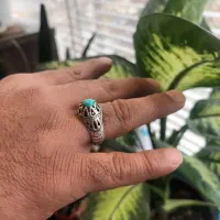 انگشتر نقره با نگین فیروزه نیشابور