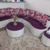 مبل هفت نفره با جلو مبلی وعسلی