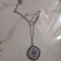 گردنبند چشم زخم و دستبند طرح قلب نقره