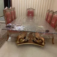 فروش میز شیشه ای غذاخوری با پایه بدون صندلی