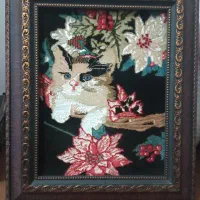 تابلو فرش دستباف طرح گربه
