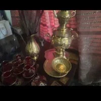 سماور برنجی ذغالی با سرویس کامل مناسب کلکسیون دکور