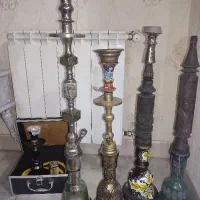 قلیان برنجی و چوبی