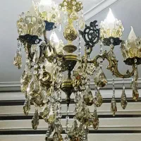 لوستر تمام برنجی ۳ شاخه ۶ شعله با لامپ شمعی|لوستر و چراغ آویز|تهران, افسریه شمالی|دیوار