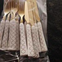 4 دست کارد و چنگال سرامیکی طلایی