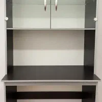 میز تحریر کتابخانهدار و ویترین شیشهای MDF