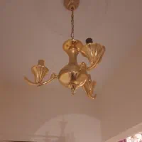 لوستر ۳شاخه برنج ابکاری طلا|لوستر و چراغ آویز|تهران, یوسف‌آباد|دیوار