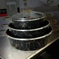 سری ماهیتابه ۳ تکه گرانیت نسوز زنبوری و طرح سنگ|ظروف پخت‌وپز|شیراز, فخرآباد (دروازه کازرون)|دیوار