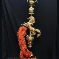 قلیان چوبی برنجی گردو خارجی رخ ساده وملزومات