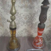 ۲عدد قلیون برنجی و چوبی