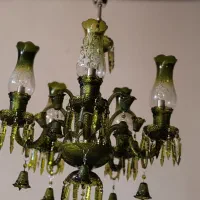 لوستر ۵ شعله باکارات سبز بلوری|لوستر و چراغ آویز|تهران, بهارستان|دیوار