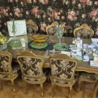 ست مبل استیل و میزناهارخوری ۸نفره روکش طلا