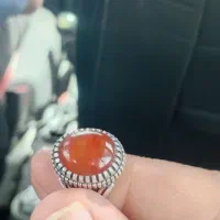 انگشتر نفره و با سنگ عقیق اصل
