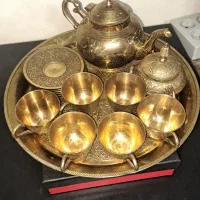سرویس کامل قوری واستکان برنجی هندی  قیمت فقط امروز