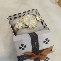 ساعت بند فلزی طلایی سفید نو