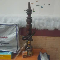 قلیان کامل چوب گردو نوطعم ن درجه یک رخ دار سه‌بعد