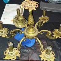 یک جفت لوستر برنجی درحد نو بسیار تمیز شش شاخه