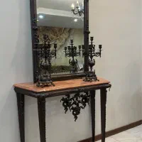 ایینه و شمعدون و ۲ عدد لوستر برنز خارجی