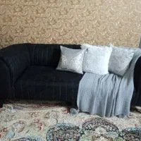 مبل ۹ نفره  رنگ مشکی نقره ای نوی نو