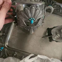 ست سینی ولیوان وقندان پیوتر تاجی نگین دار (نو)|ظروف سرو و پذیرایی|قم, محمد آباد|دیوار