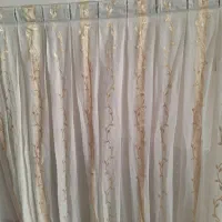 پرده طرحدارحریرنخی